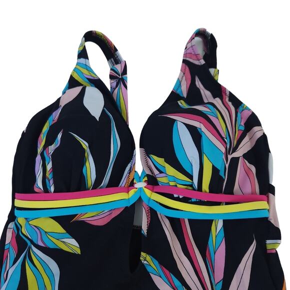 NEW Profile Gottex Swimsuit Black Tropical Flower Size 8 One Piece Bathing Suit - Picture 4 of 4